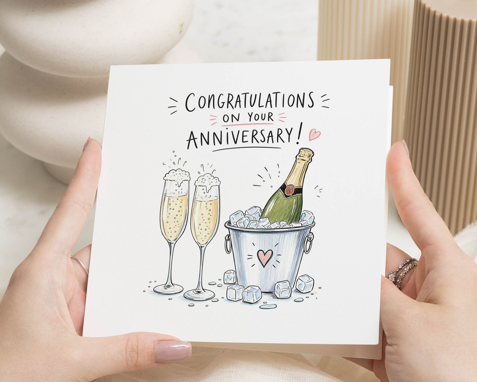 Anniversary Card, Congratulations Anniversary Card, Wedding Anniversary Card for Couple, Champagne Card, Anniversary Cards for Friends