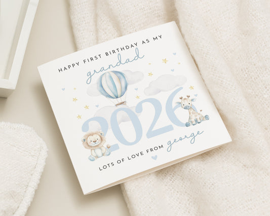 First Birthday Card for Grandad, Grandad Birthday Card, Personalised Grandad Card, 1st Birthday Card from Baby, Cute Animal Card