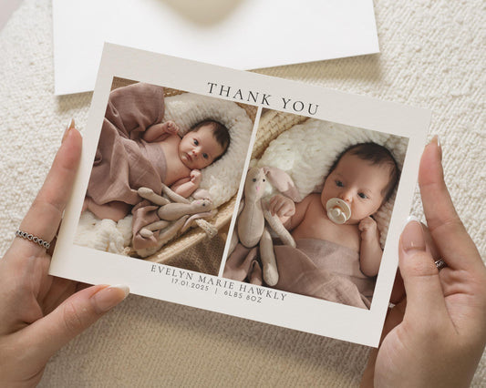 Baby Boy Photo Thank You Cards, Cute New Baby Girl Cards Thank You, Personalised Thank You Cards New Baby Girl, Baby Postcard Thankyou Card