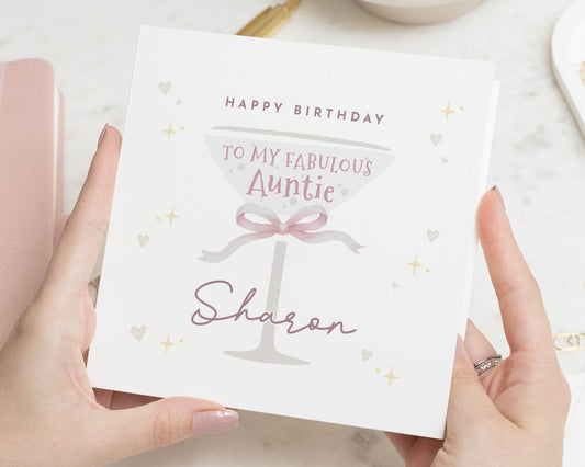 Birthday Card for Auntie, Auntie Birthday Card, Personalised Birthday Card, Birthday Card for Her, Cocktail Birthday Card