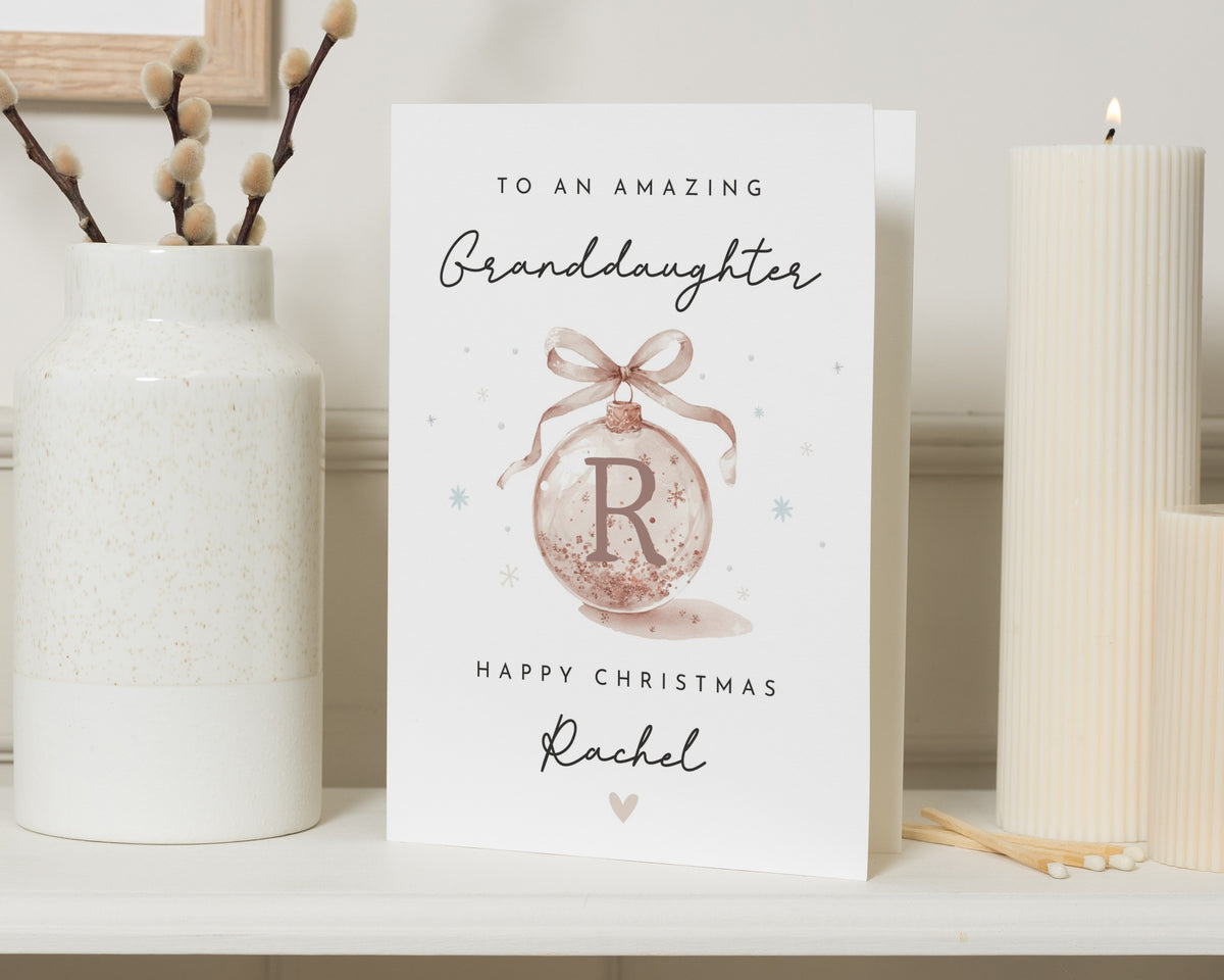 Personalised Christmas Card for Granddaughter, Granddaughter Christmas Card, Custom Xmas Card, Christmas Card for Her, Bauble Card
