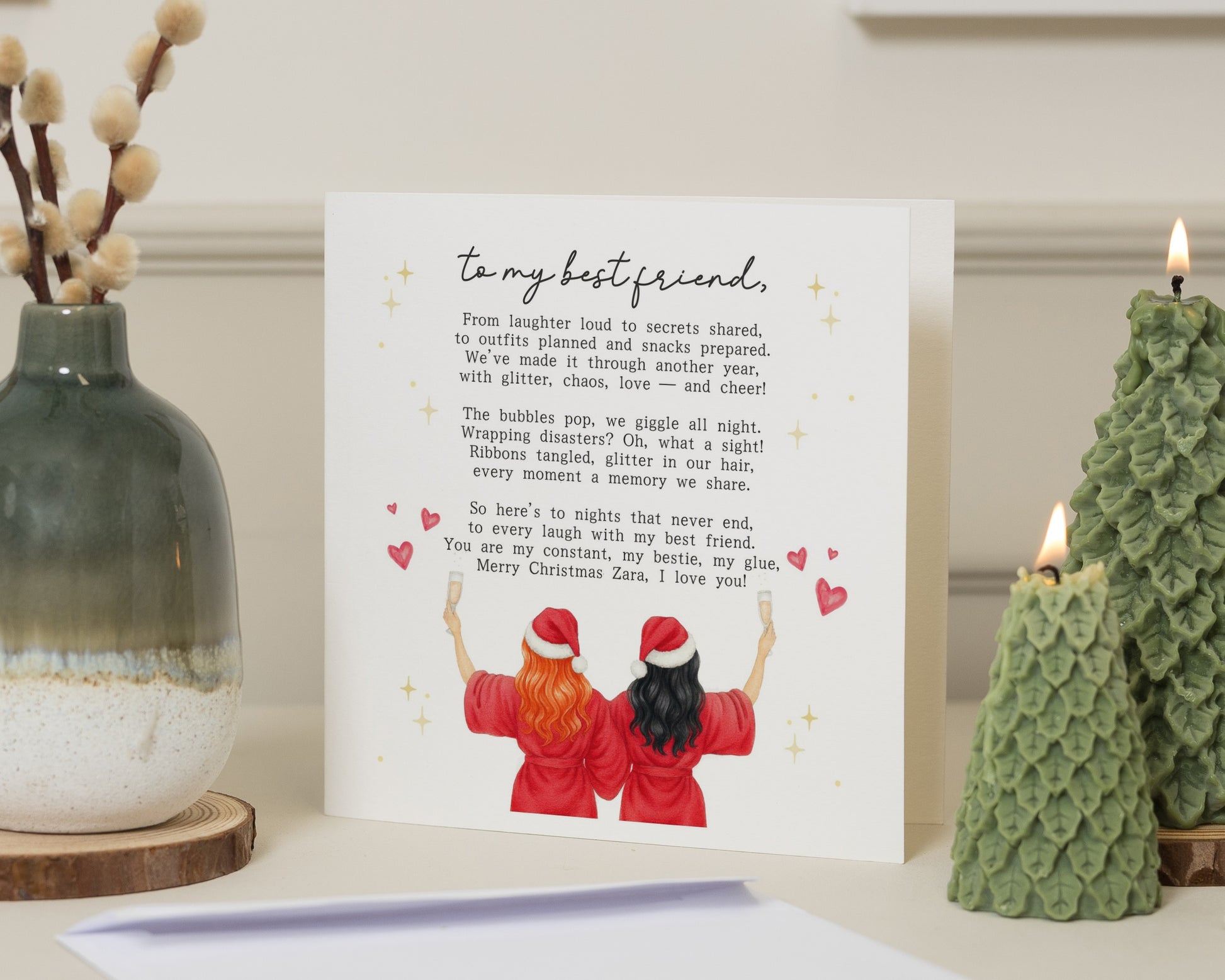 Christmas Card for Best Friend, Personalised Best Friend Christmas Card, Funny Christmas Card for Her, Custom Bestie Xmas Card