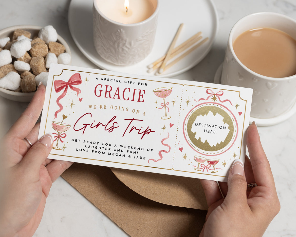 Girls Trip Gift Voucher, Scratch Off Weekend Away Reveal, Personalised Holiday Reveal Card, Trip Gift for Her, Best Friend Gift