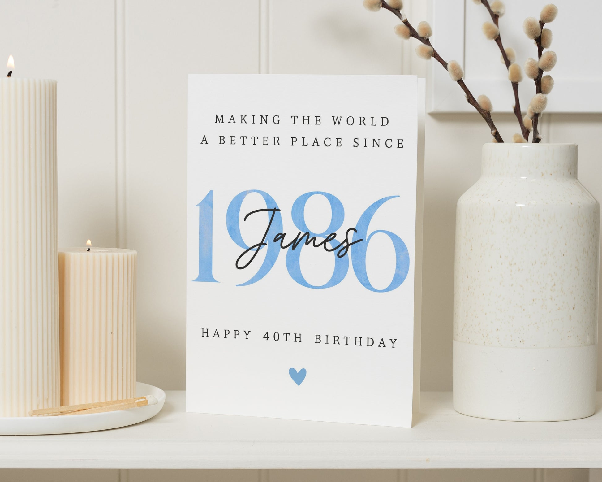 Personalised 40th Birthday Card, 40th Birthday Card for Him, Custom Birthday Card for Friend, Brother, Son, Husband, Simple Card