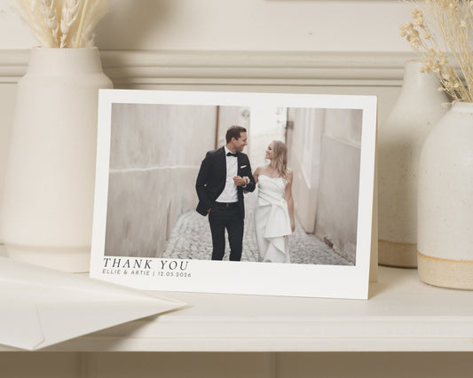 Personalised Wedding Thank You Cards, Photo Wedding Thank You Card, Folded Wedding Thank You Card, Simple Thank You Card