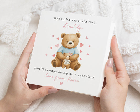 Valentines Day Card for Daddy, Cute Bear Valentine Card, Personalised Valentines Card for Dad, Valentines Card from Daughter
