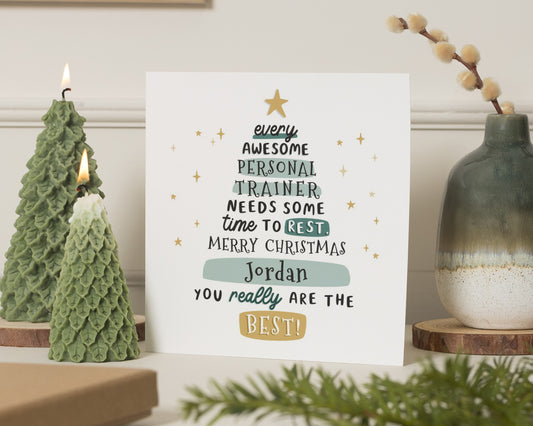 Personal Trainer Christmas Card, Merry Christmas Card for Him or Her, Personalised Christmas Card, Christmas Card for Friend, Trainer Card