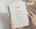 Warm Ivory Wedding Invitations, Matching Ivory Envelopes, Minimalist Monogram Wedding Invites, Elegant Typography Wedding Stationery