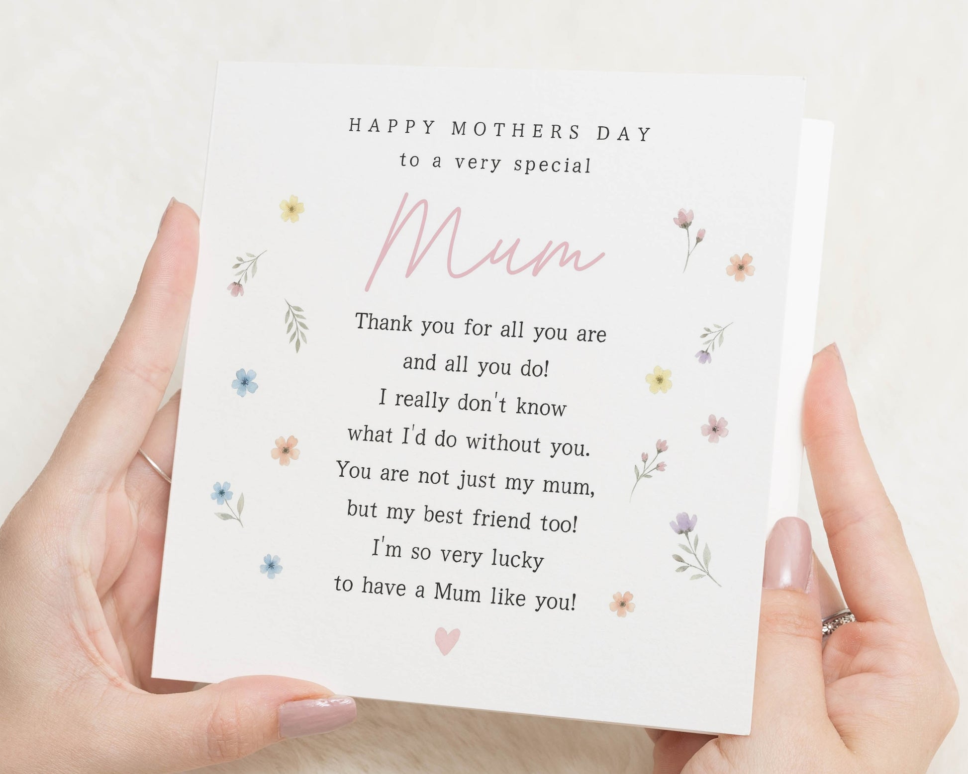 Mothers Day Card for Mum, Mum Mothers Day Card, Friendship Mum Card, Floral Mothers Day Card, Personalised Mum Card, Poem Card for Mum
