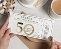 Personalised 50th Birthday Gift Voucher, Afternoon Tea Brunch, Scratch To Reveal, Gold Foil, Birthday Gift For Her