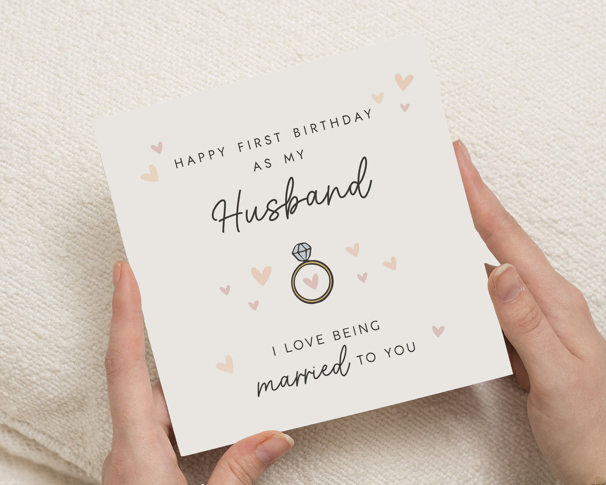 Husband Birthday Card, First Birthday as Husband Card, 1st Birthday Card for Husband, Romantic Birthday Card, Married Birthday Card