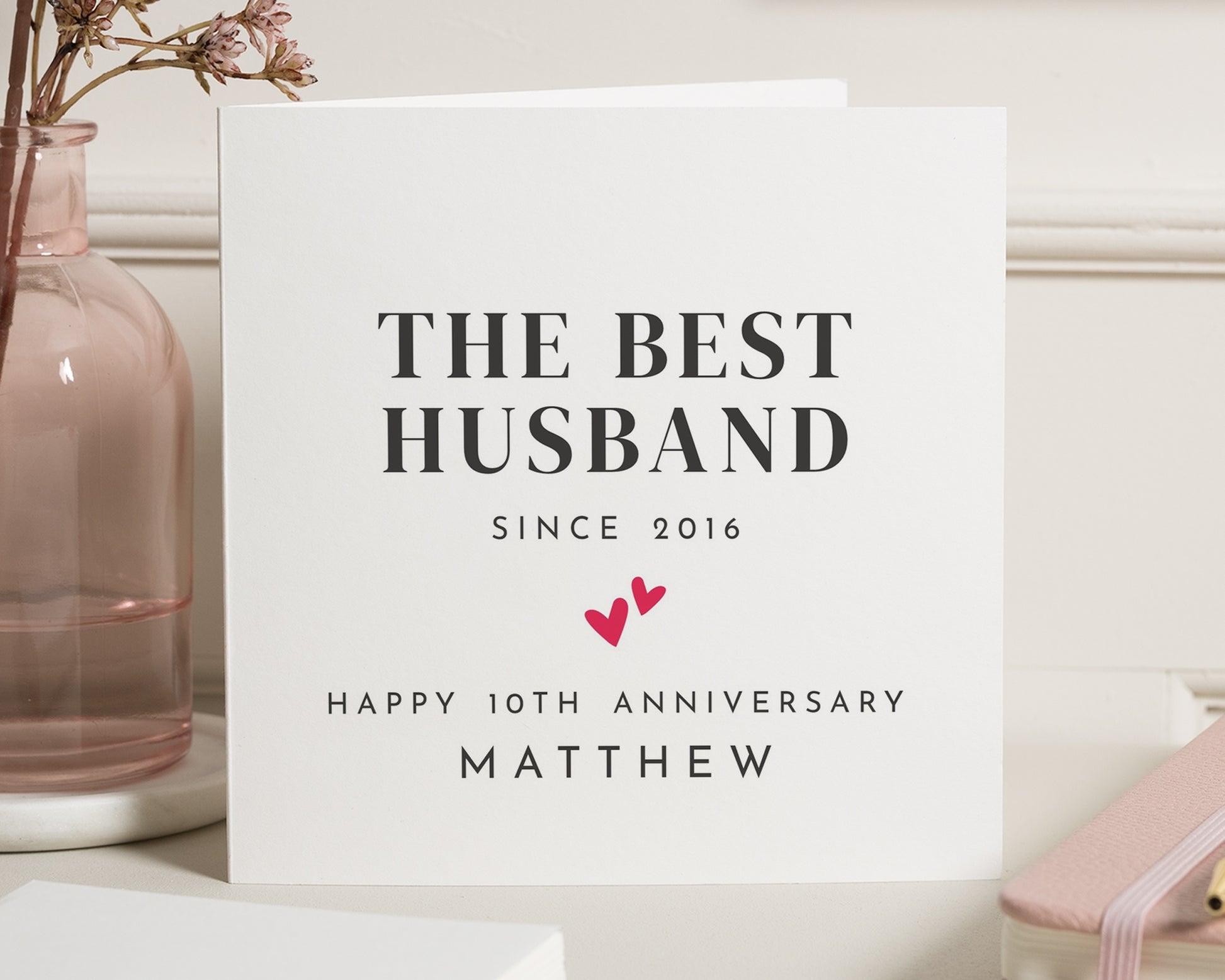 Anniversary Card for Husband, Personalised Husband Anniversary Card, 10th Anniversary Card, Custom Anniversary Card for Him