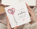 18th Birthday Card for Sister, Sister 18th Birthday Card, Birthday Card for Sister, 18th Birthday Cards for Her, Pink Balloon Card