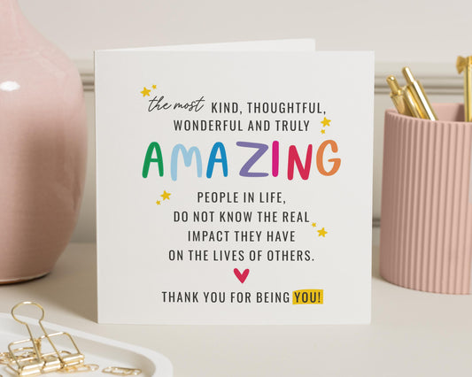 Thank You Card, Thank You Card for Friend, Thank You Card for Her, Appreciation Card, Kindness Card, Colourful Thank You Card