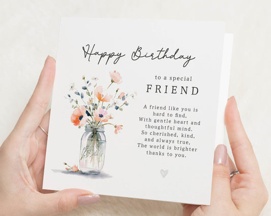 Birthday Card for Friend, Friend Birthday Card, Birthday Card for Her, Special Friend Birthday Card, Floral Birthday Card, Poem Card