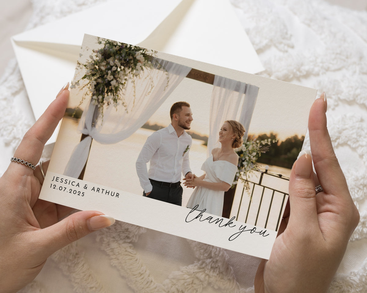 Personalised Wedding Thank You Cards, Photo Wedding Thank You Card, Folded Wedding Thank You Cards, Thank You Cards for Wedding