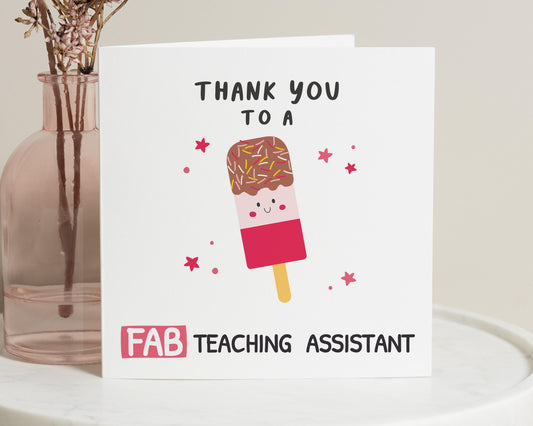 Thank You Teaching Assistant Card, Teaching Assistant Thank You Card, Thank You Card for TA, End of Term Card, Fab Teaching Assistant Card