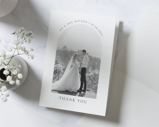 Personalised Wedding Thank You Card, Photo Wedding Thank You Card, Folded Wedding Thank You Card, Simple Thank You Card