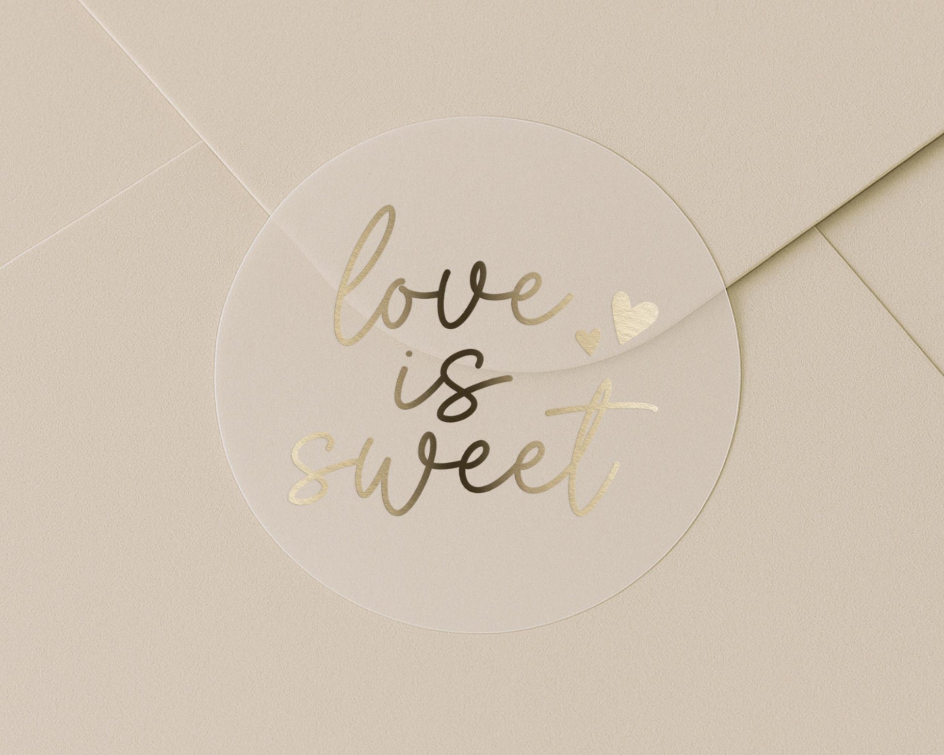 Love Is Sweet Sticker, Wedding Sticker, Gold Foil Sticker, Envelope Seal, Wedding Favour Sticker, Sweet Table Sticker