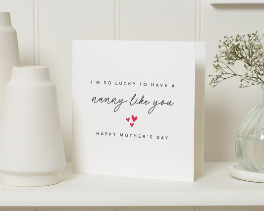 Mother's Day Card for Nanny, Nanny Mothers Day Card, Card for Grandma, Mother's Day Card for Her, Personalised Nanny Card