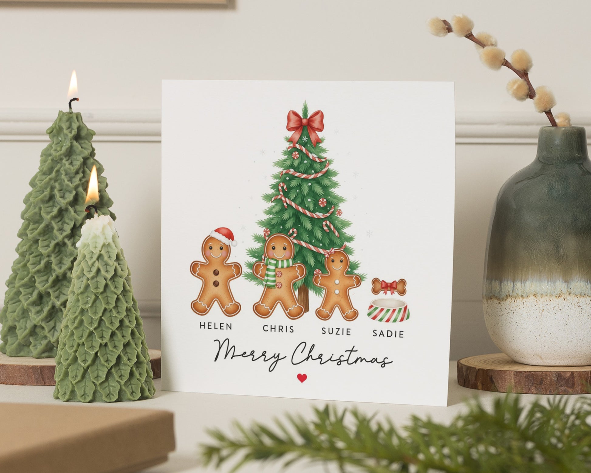 Personalised Family Christmas Card, Merry Christmas Card, Gingerbread Family Card, Custom Christmas Card, Christmas Card for Family