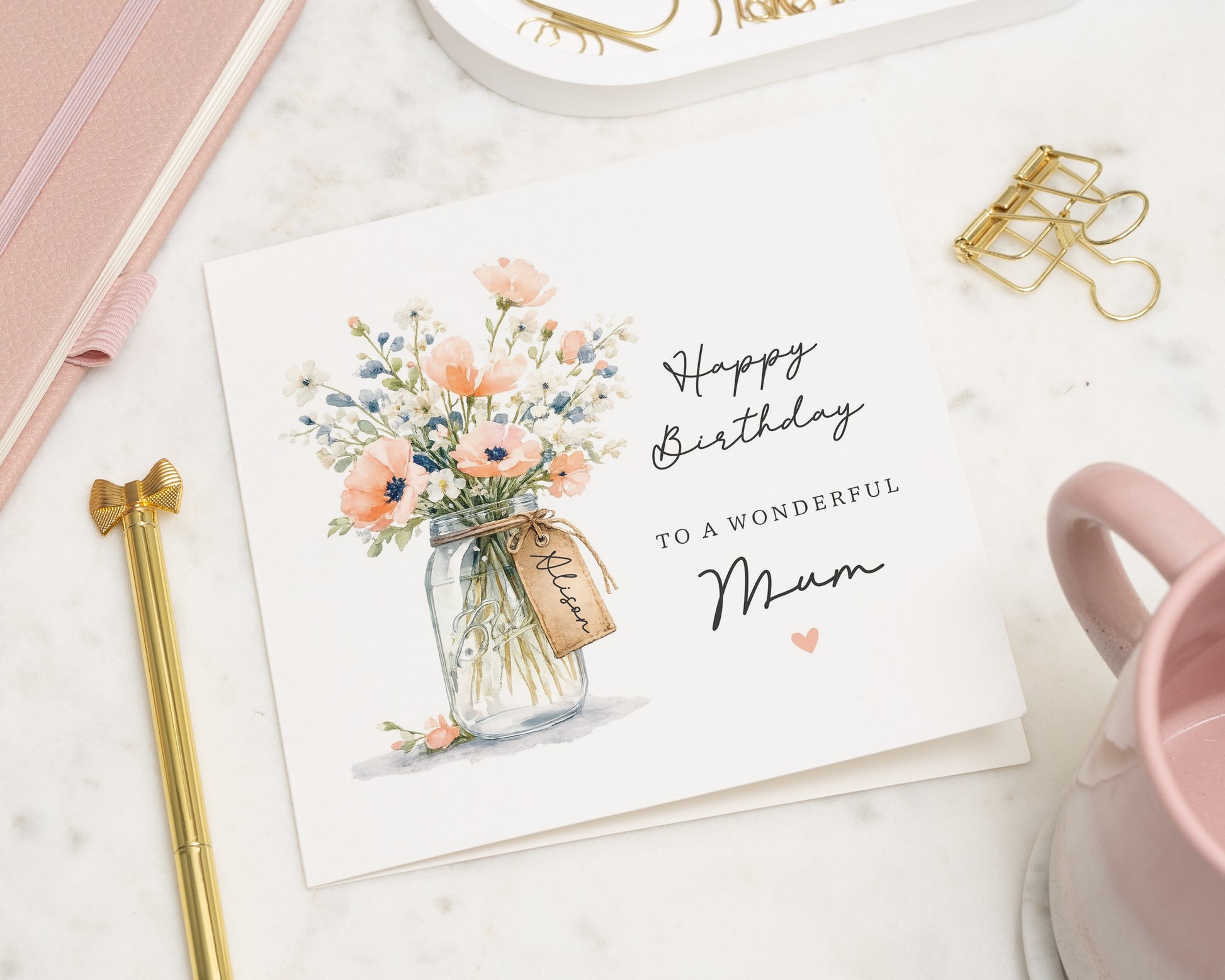 Birthday Card for Mum, Happy Birthday Mum Card, Birthday Card for Her, Floral Birthday Card, Personalised Mum Birthday Card