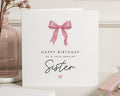 Birthday Card for Sister, Sister Birthday Card, Cute Birthday Card for Her, Simple Birthday Card, Pink Bow Birthday Card, Birthday Cards