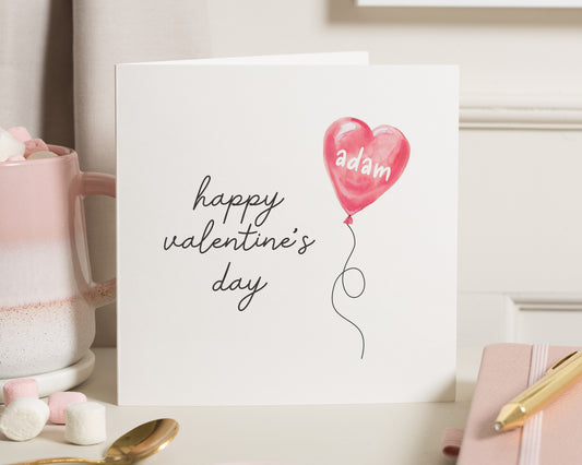 Valentines Day Card, Personalised Valentines Card, Valentines Card for Him, Valentines Card for Her, Heart Balloon Card