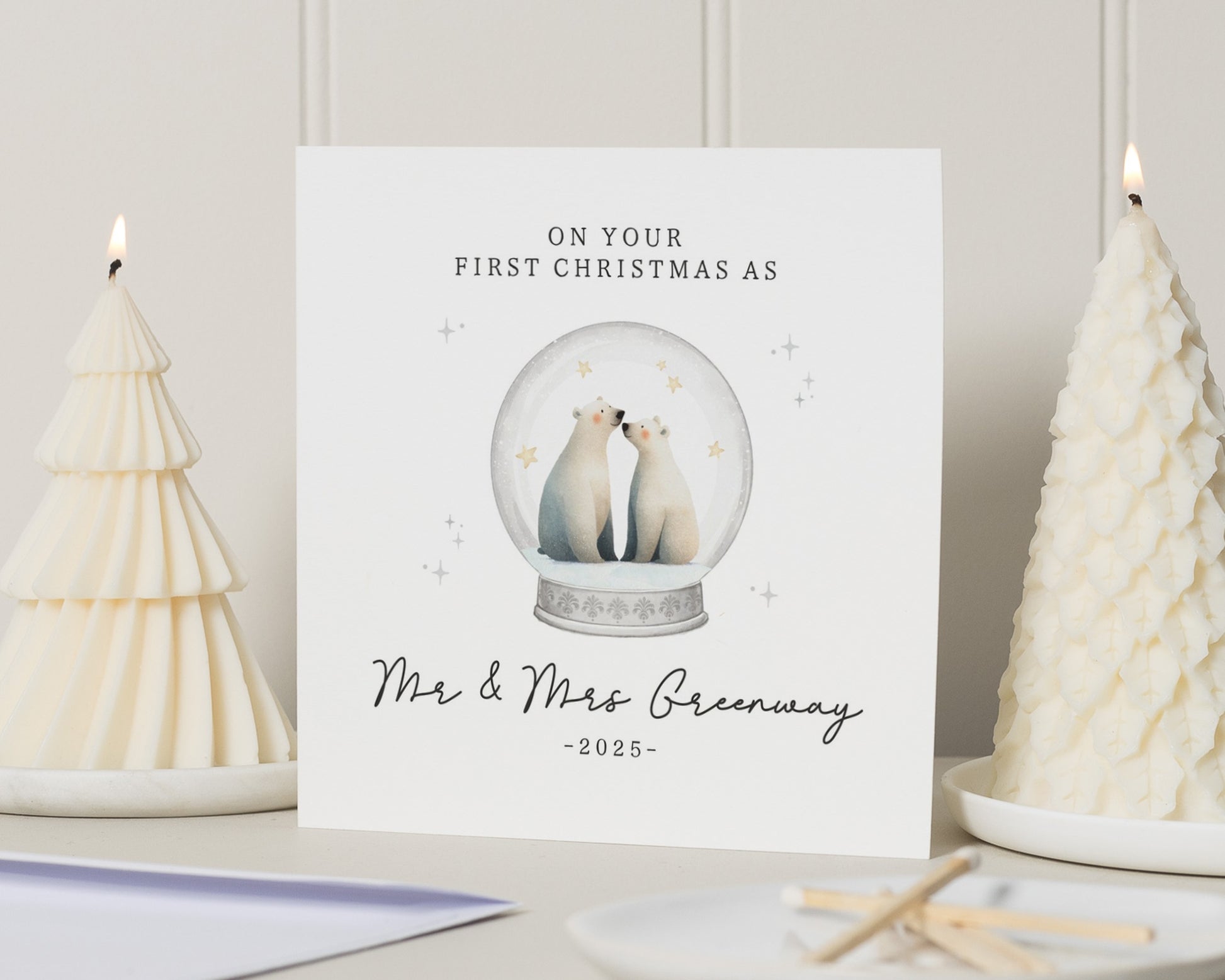 First Christmas Card for Couple, Mr and Mrs Christmas Card, Personalised Newlywed Christmas Card, First Married Christmas Card
