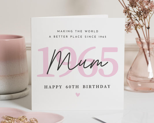 60th Birthday Card for Mum, 1965 Birthday Card, Personalised Birthday Card for Her, Mum Birthday Card, Happy 60th Birthday Card