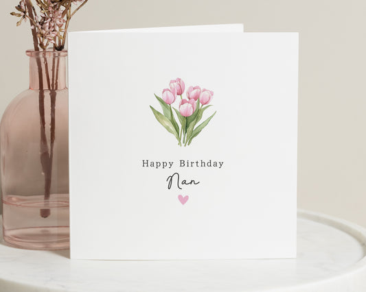 Birthday Card for Nan, Nan Birthday Card, Floral Birthday Card, Personalised Nan Birthday Card, Birthday Card for Grandma