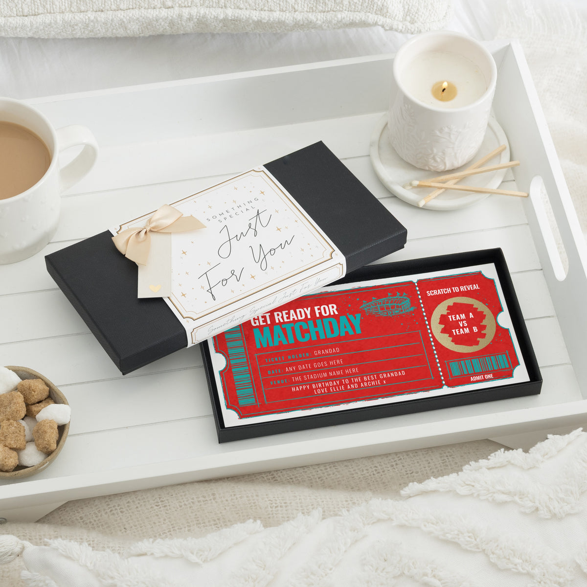 Personalised Football Ticket Gift Voucher, Scratch to Reveal Matchday Gift, Birthday Present for Dad, Grandad Gift for Him