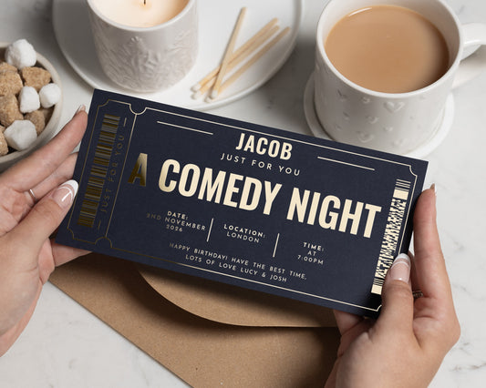 Personalised Comedy Night Gift Voucher, Birthday Gift Voucher, Stand Up Comedy Ticket, Experience Gift for Him or Her