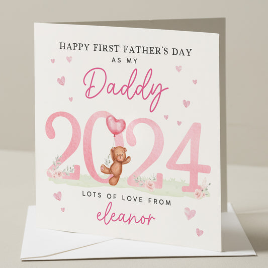 Personalised First Fathers Day 2024 Card, 1st Father&#39;s Day As My Daddy Card, 2024 Baby First Fathers Day Card, First Fathers Day Gift