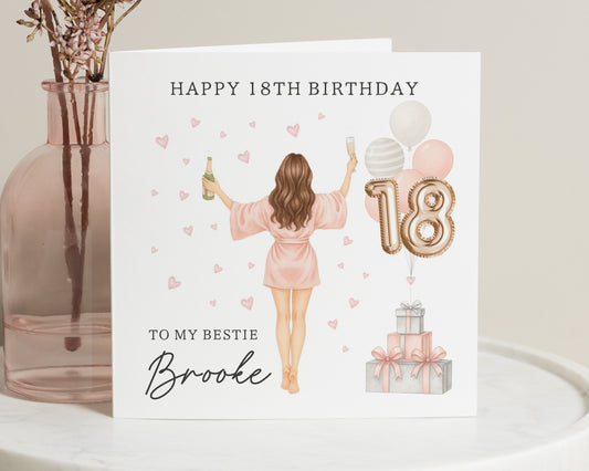 18th Birthday Card for Best Friend, Personalised Birthday Card for Her, 18th Birthday Card for Daughter, Cute Birthday Card for Girls