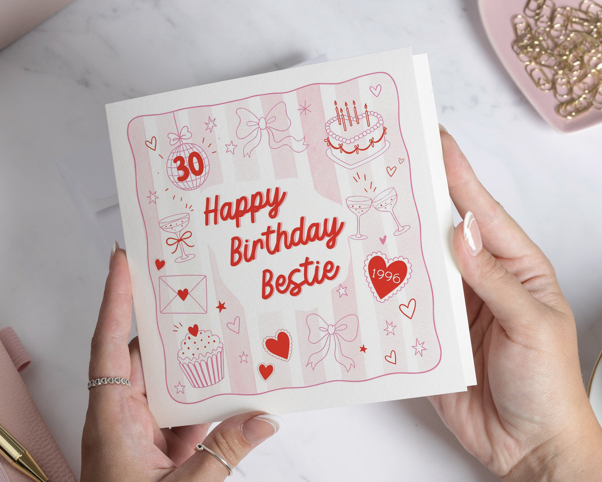 30th Birthday Card, Best Friend Birthday Card, Birthday Card for Bestie, Friend Birthday Card, 30th Birthday Card for Her, Personalised Card
