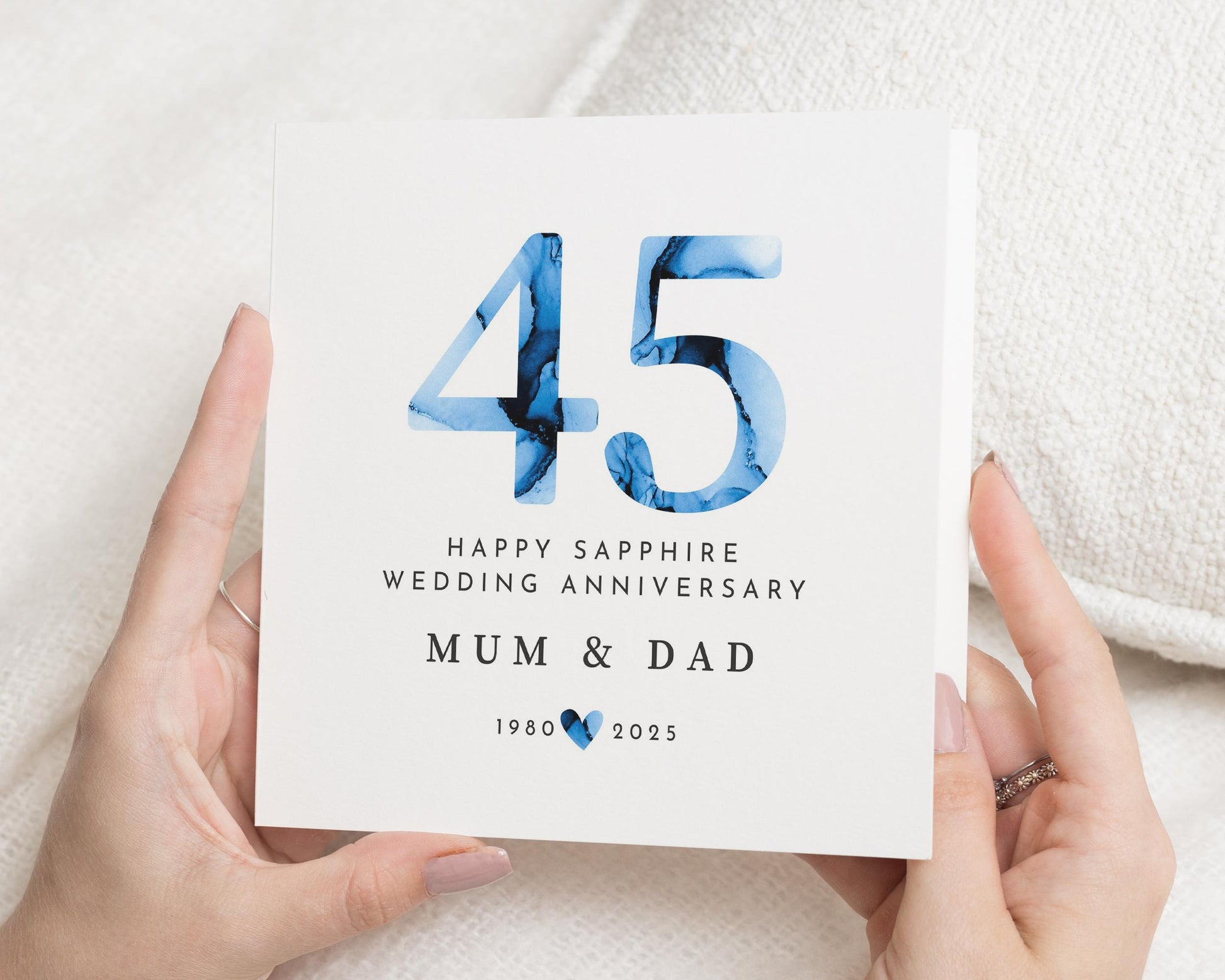 Sapphire Wedding Anniversary Card, 45th Anniversary Card for Mum and Dad, Personalised Anniversary Card, 45 Years Card