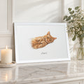 Personalised Cat Portrait From Your Photo, Custom Pet Name Print, Watercolour Pet Portrait, Cat Lover Gift, White Framed Wall Art