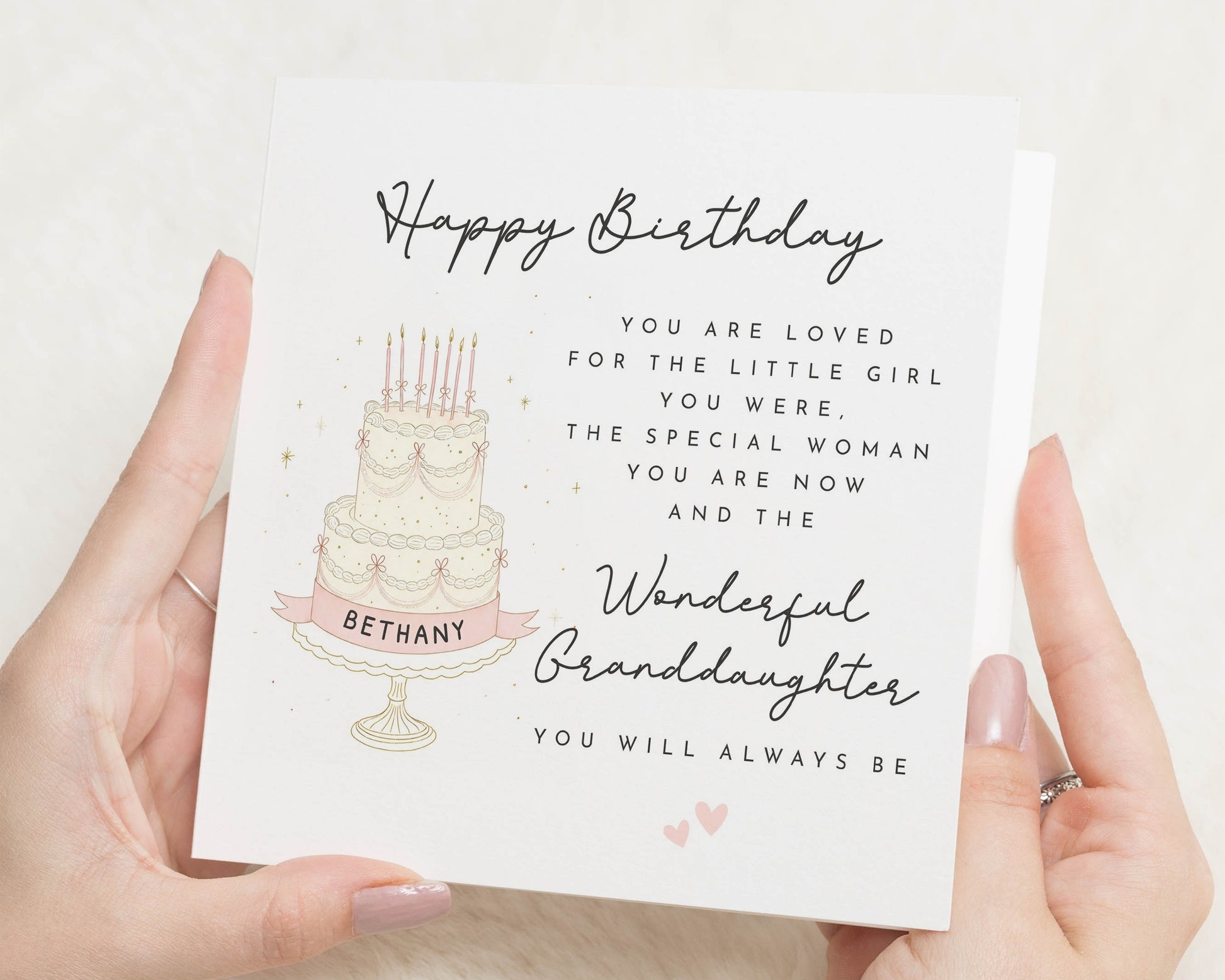Birthday Card for Granddaughter, Personalised Granddaughter Birthday Card, Birthday Card for Her, Cute Cake Birthday Card, Birthday Cards