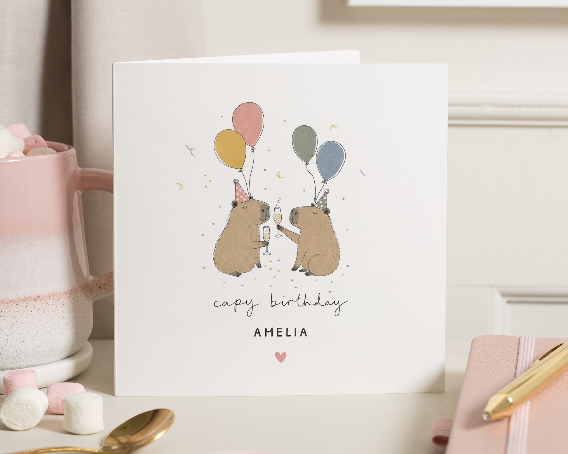 Capybara Birthday Card, Capy Birthday Card, Personalised Birthday Card, Funny Birthday Card, Cute Animal Birthday Card for Friend