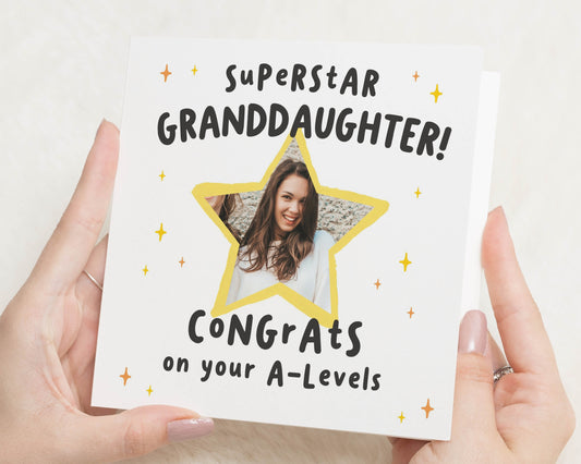 A Levels Card for Granddaughter, Personalised Photo Exam Card, Congratulations Card, Exam Results Card, Well Done Card for Her