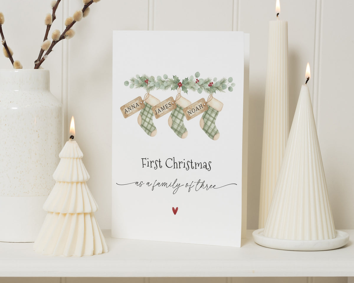 Personalised First Christmas Card, 1st Christmas Card, Family Christmas Card, New Baby Christmas Card, First Christmas as a Family