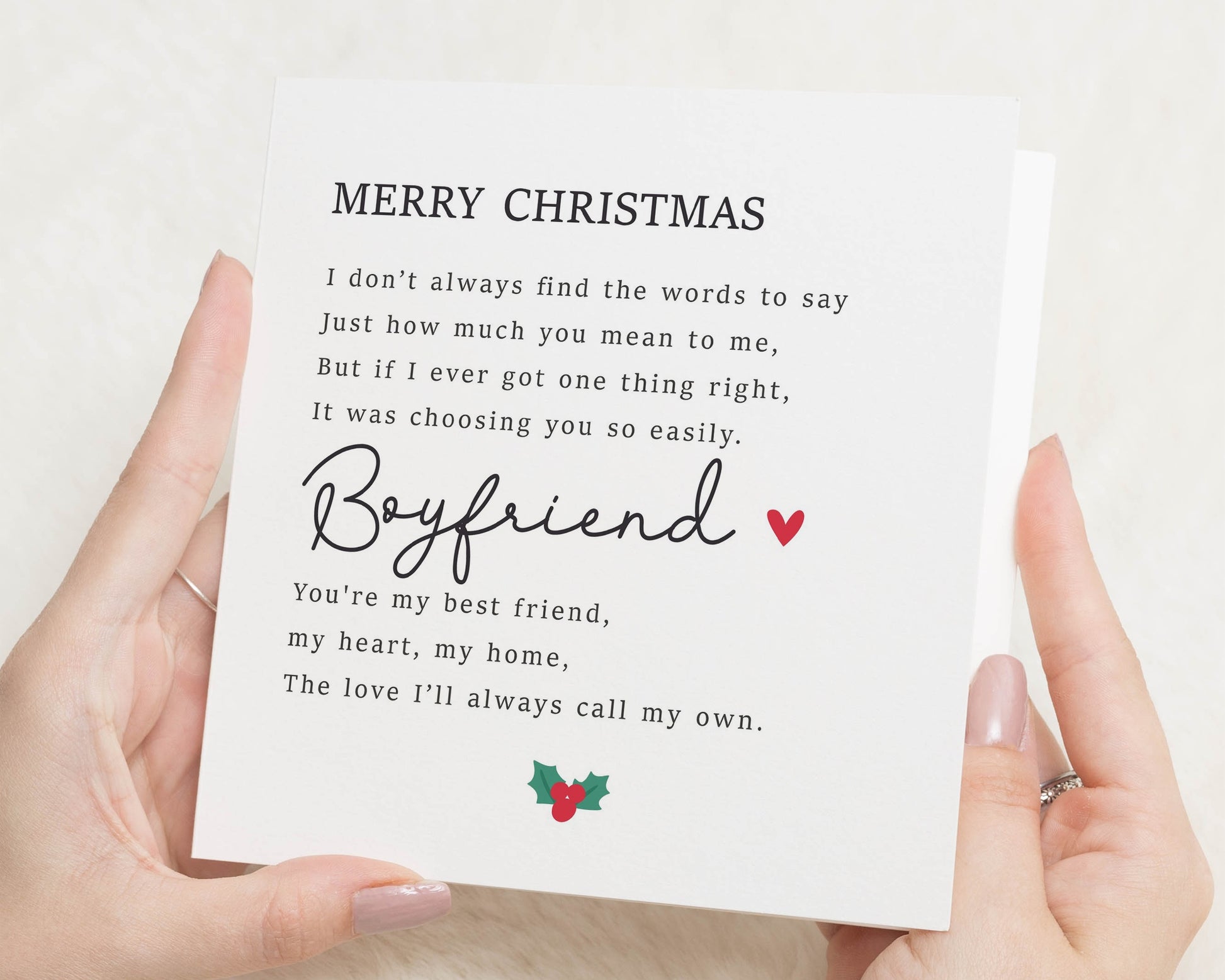 Christmas Card for Boyfriend, Romantic Christmas Card for Him, Boyfriend Christmas Card, Poem Christmas Card, Personalised Card