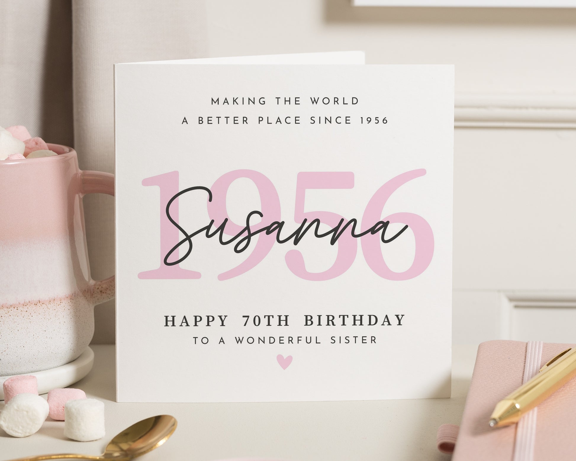 70th Birthday Card for Sister, Personalised Birthday Card, Birthday Card for Her, 1956 Birthday Card, Custom Sister Birthday Card