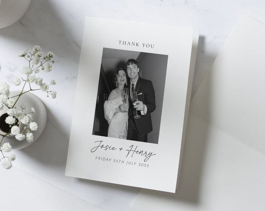 Personalised Wedding Thank You Card, Photo Wedding Thank You Card, Folded Wedding Thank You Card, Wedding Thank You Cards