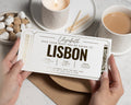 Personalised Lisbon Holiday Reveal Ticket, Pack Your Bags Gift Voucher, Lisbon Trip, Birthday Surprise, Gold Foil Boarding Pass