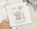 New Baby Card, Personalised Baby Card, Welcome To The World Card, Baby Boy Card, Baby Girl Card, Elephant Card, Bunny Card, Cute Baby Card