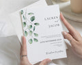 Greenery Wedding Invitations, Botanical Wedding Invite, Elegant Eucalyptus Invitation Suite, Personalised Minimal Wedding Stationery