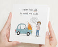 Birthday Card for Dad, Dad Birthday Card, Funny Dad Card, Fathers Day Card for Dad, Card from Daughter, Card from Son, Car Card