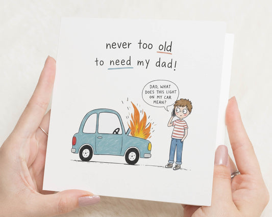 Birthday Card for Dad, Dad Birthday Card, Funny Dad Card, Fathers Day Card for Dad, Card from Daughter, Card from Son, Car Card